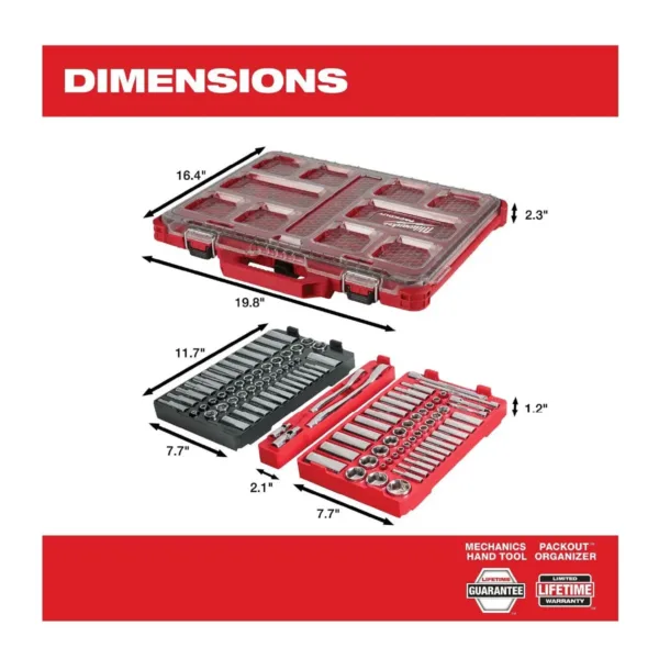 Milwaukee 106-Piece Ratchet and Socket Sets with PACKOUT Organizer 48-22-9486 - Image 6