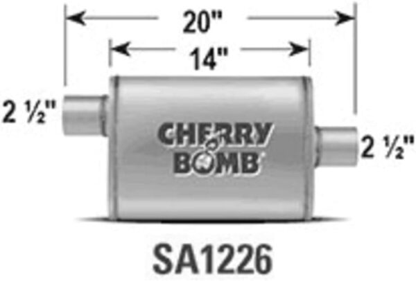 nobrandname SA1226 Muffler - Cherry Bomb Salute Reversible Oval Body - H4" X W9" X L14" 20" OAL 2-1/2" O/C Muffler - Cherry Bomb - Image 4