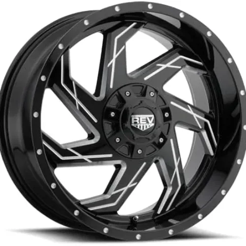 REV Wheels 895M-7705600 895 Series- 17×7-3.5 BS – 4×6.14/4×156 -Black/Machine Lip Finish