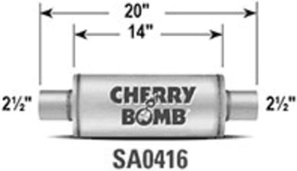 nobrandname SA0416 Muffler - Cherry Bomb Salute Reversible Round Body - D4" X L14" 20" OAL 2-1/2" C/C Muffler - Cherry Bomb - Image 4