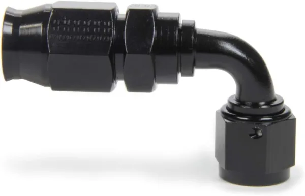 Fragola Fitting, Hose End, Race-Rite, PTFE Hose, 90 Degree, 8 an Hose to 8 an Female, Swivel, Aluminum, Black, Each