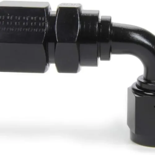 Fragola Fitting, Hose End, Race-Rite, PTFE Hose, 90 Degree, 8 an Hose to 8 an Female, Swivel, Aluminum, Black, Each