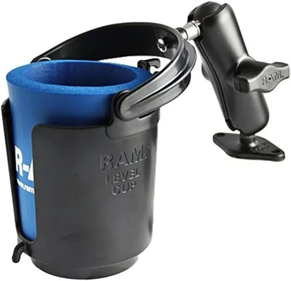RAM MOUNTS (RAM-B-102-132U 1" Diameter Ball Mount with Diamond Base, Self-Leveling Cup Holder & Cozy