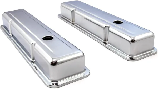 Speedmaster PCE314.1038.02 Fits Chevy SBC 350 Chrome Steel Valve Covers - Short w/Hole - Image 4