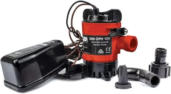 Moeller Marine 053025-10, Cartridge Bilge Pump & Float Switch Combo, 500 GPH, 3/4" Hose, 12V, 2.5A, 5A Fuse