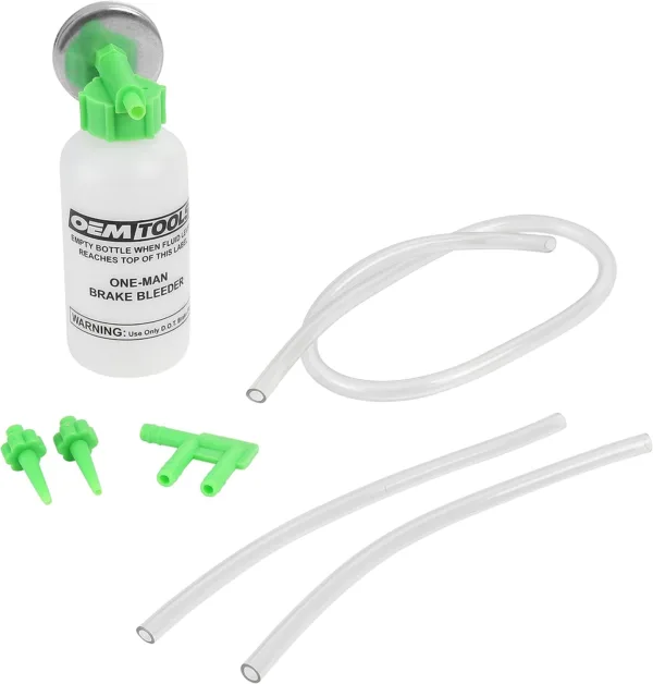 OEMTOOLS 25036 Bleed-O-Matic One-Man Brake Bleeder Kit, Featuring An Opaque Brake Bleed Bottle / Transparent Hoses and Tapered