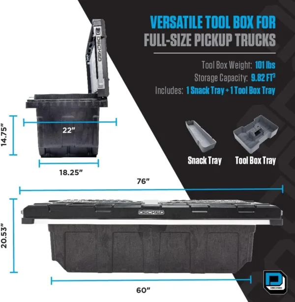 DECKED Truck Tool Box Full Depth Without Ladder | DO NOT Fit Carbon Pro Beds - Image 6