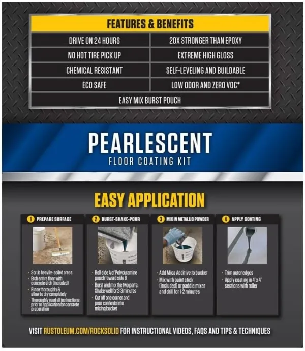 Rust-Oleum 306328 RockSolid Pearlescent 1 Car Garage Floor Coating Kit, Smoky Blue - Image 5