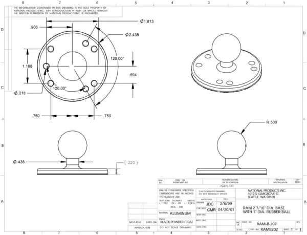 AMPs Hole Pattern Ball Mount - Image 2