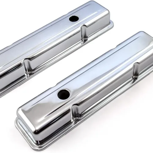 Speedmaster PCE314.1038.02 Fits Chevy SBC 350 Chrome Steel Valve Covers – Short w/Hole