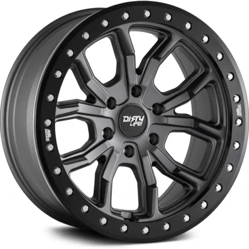 DT-1 17×9, Bolt Pattern: 5×5/, Offset: -38, MATTE GUNMETAL W/SIMULATED RING, set of 1