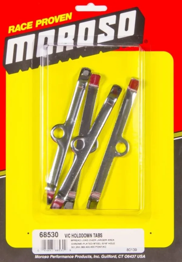 Moroso 68530 Chrome Valve Cover Hold-Down Tabs - Set of 4
