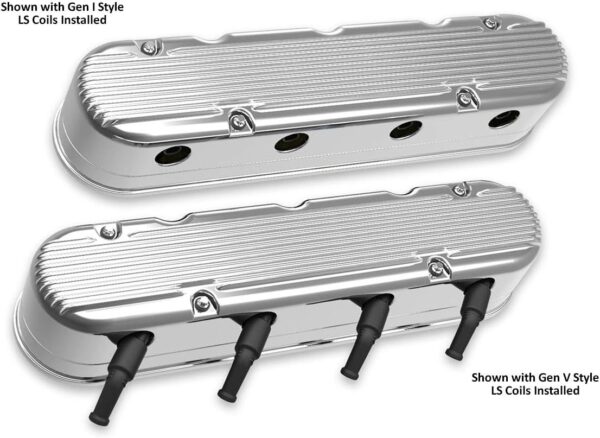 Holley 241-181 2-Pc LS Finned Valve Covers - Polished Finish - Image 2