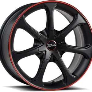 Raceline 197 16 Black Red Wheel / Rim 5x105 & 5x115 with a 40mm Offset and a 72.62 Hub Bore. Partnumber 197-67585B