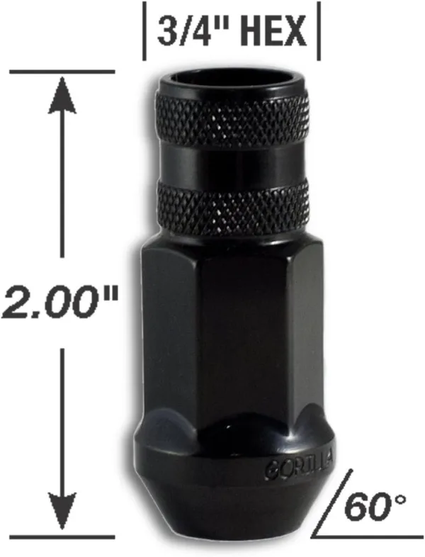 Gorilla Automotive 45028BC-20 Black 12mm x 1.25 Thread Size Forged Steel Chrome Finish Open End Lug Nut, (Pack of 20) - Image 2