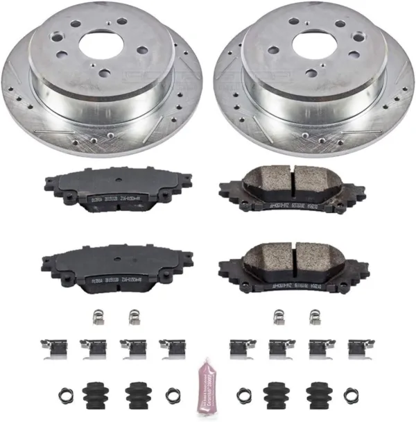 Power Stop K6930 Rear Z23 Carbon Fiber Brake Pads with Drilled & Slotted Brake Rotors Kit - Image 3