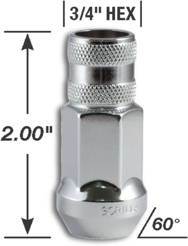Gorilla Automotive 45038-20 12mm x 1.50 Thread Size Forged Steel Chrome Finish Open End Lug Nut, (Pack of 20) - Image 2