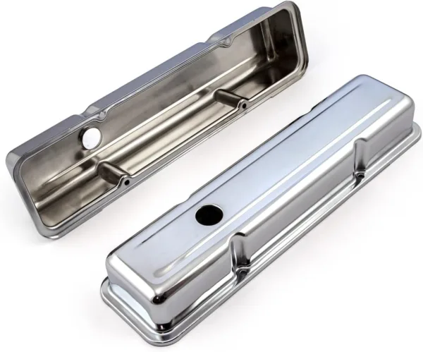 Speedmaster PCE314.1038.02 Fits Chevy SBC 350 Chrome Steel Valve Covers - Short w/Hole - Image 3