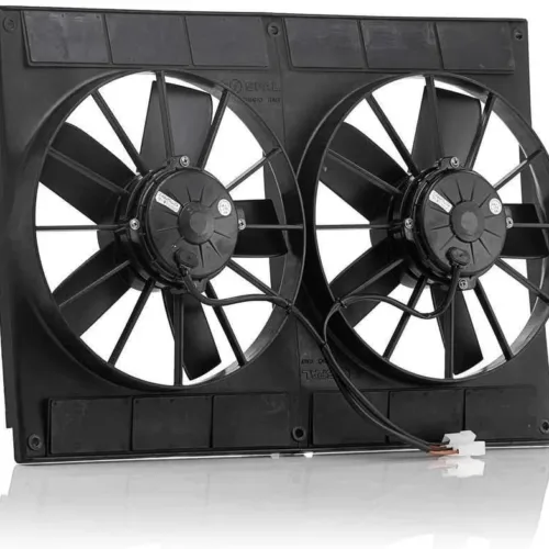 Be Cool 75007 High Torque Radiator Fan, 11″ Dual Puller, Euro Black With Paddle Blades