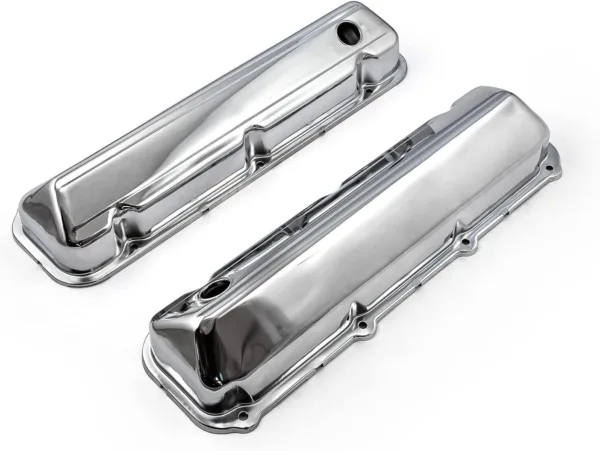 Speedmaster PCE314.1045 Fits Ford 429 460 Chrome Steel Valve Covers - 3 1/2" Tall w/Baffled Hole