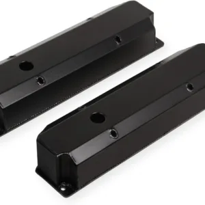 Holley 890006B Aluminum Valve Cover Set Long Bolt w/Emissions Port Pair Black Finish Aluminum Valve Cover Set