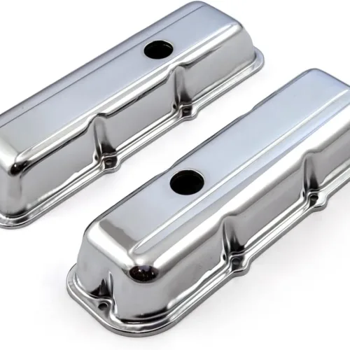 Speedmaster PCE314.1050 Fits Chevy 173 2.8L V6 Chrome Steel Valve Covers – Short w/Hole