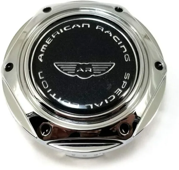 AMERICAN RACING CHROME PLASTIC SNAP IN CENTER CAP WITH SPECIAL EDITION WINGS LOGO