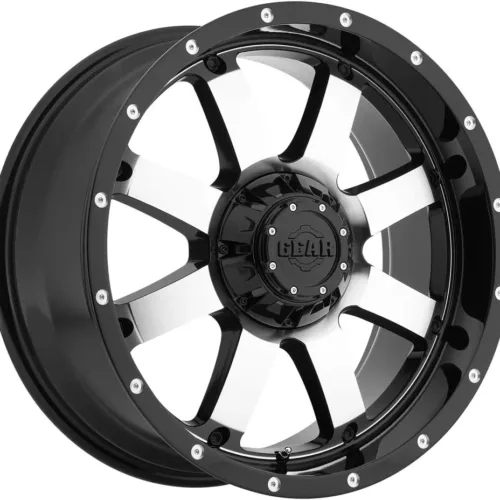 Gear Alloy 726M Big Block Black with Machined Face and Spot Milled Lip Accents Wheel with Machined Finish (17×9/5×5.00, -12mm