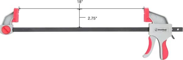 GreatNeck 59005 36 Inch Ratcheting Bar Clamp, 43.5 Inch Bar Clamp Spreader Distance, Quick Clamps for Woodworking, Rubber Jaw - Image 2