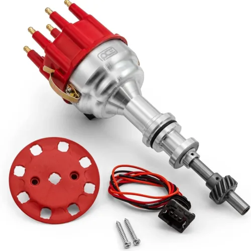 Speedmaster PCE376.1225.01 Fits Ford 351W Windsor 8020 Series Pro Billet Ready to Run Distributor [Red]