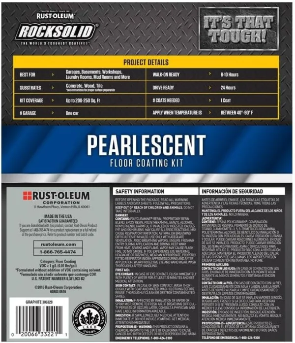 Rust-Oleum 306328 RockSolid Pearlescent 1 Car Garage Floor Coating Kit, Smoky Blue - Image 3