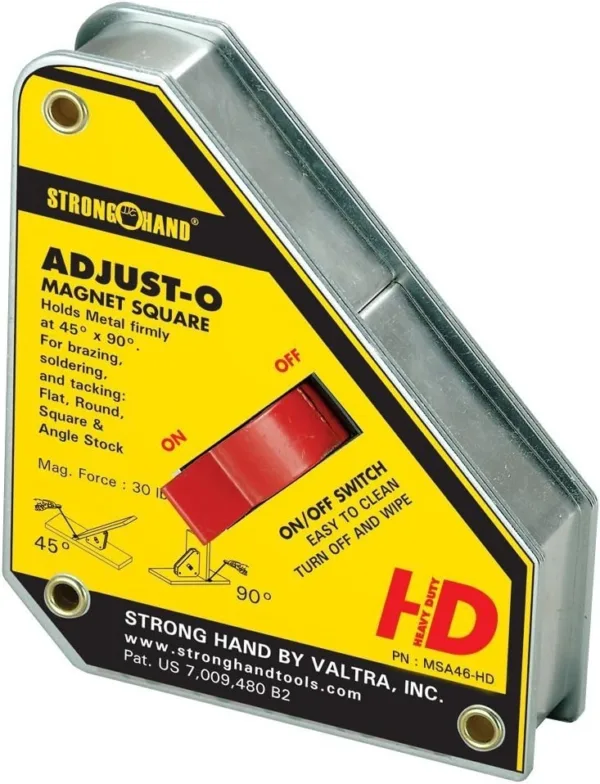 Strong Hand Tools, Adjust-O Welding Magnet Squares with On/Off Switch (MSA46-HD (Heavy Duty) - 45°, 90°)