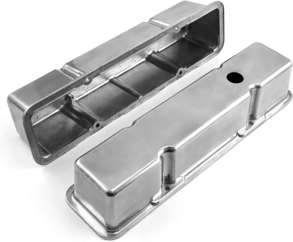 Speedmaster PCE314.1070.01 Fits Chevy SBC 350 Polished Aluminum Plain Valve Covers - Tall w/Hole - Image 3