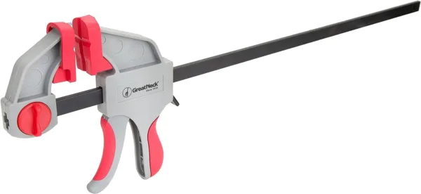 GreatNeck 59005 36 Inch Ratcheting Bar Clamp, 43.5 Inch Bar Clamp Spreader Distance, Quick Clamps for Woodworking, Rubber Jaw