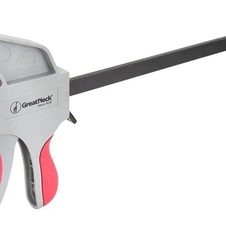 GreatNeck 59000 6 Inch Ratcheting Bar Clamp, 13.625 Inch Bar Clamp Spreader Distance, Quick Clamps for Woodworking, Rubber Jaw
