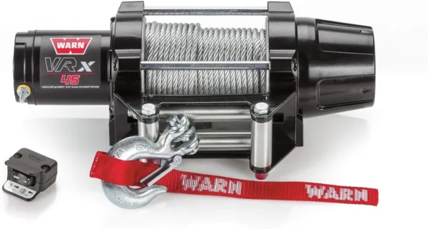 WARN 101045 VRX 45 Powersports Winch with Dash Mounted Switch and Steel Cable Wire Rope: 1/4" Diameter x 50' Length, 2.25 Ton