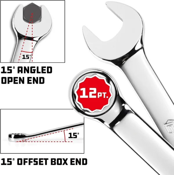 Powerbuilt 16 Piece Combination Metric Wrench Set, Box and Open End, Pro Tech Tool Series, Organization Tray - 949001 - Image 4