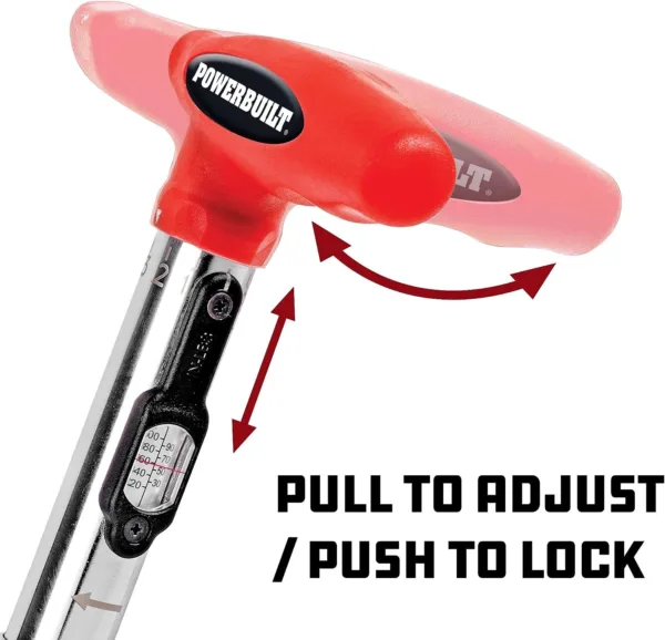 Powerbuilt 1/4 inch Drive Ratcheting T-Handle Torque Wrench, 20-100 in. lb. Range, Easy to Set and Lock in Place, for TPMS - Image 3
