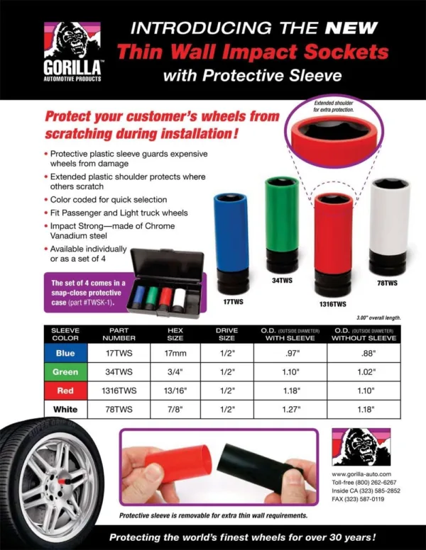 Gorilla Automotive TWSK-1 Thin Wall Socket Kit