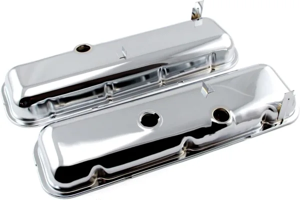 Speedmaster PCE314.1055 Fits Chevy BBC 454 STD Style Chrome Valve Covers - Short w/Baffled Hole