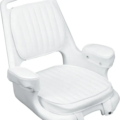 Moeller Heavy Duty Extra-Wide Offshore Boat Helm Seat, Cushion, and Mounting Plate Set (22″ x 21″ x 18.38″, White)