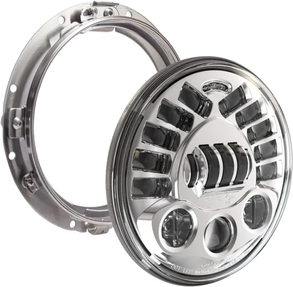 JW Speaker 8790 Led High and Low Beam Adaptive Headlight with Chrome Inner Bezel and Mounting Ring