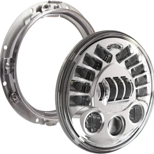 JW Speaker 8790 Led High and Low Beam Adaptive Headlight with Chrome Inner Bezel and Mounting Ring