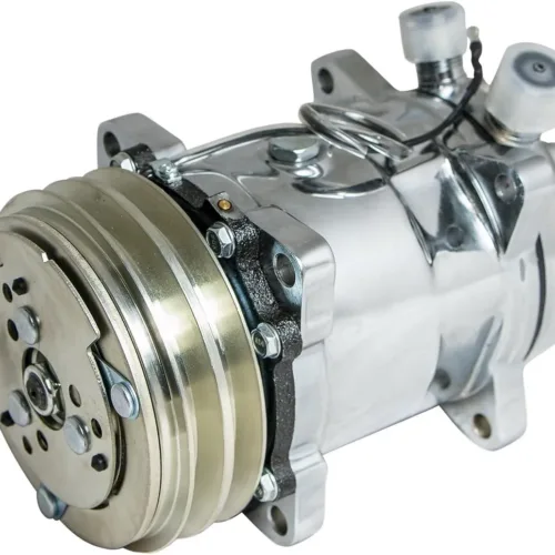 Top Street Performance HC5003C A/C Compressor with Silver Clutch (Chromed V-Belt Sanden 508 R134A Type)