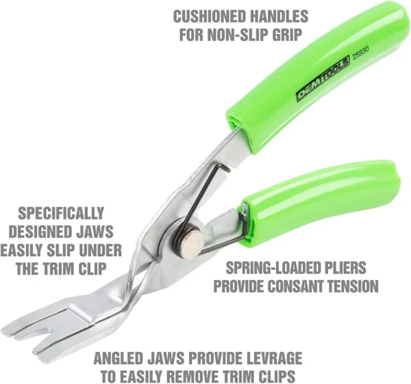 OEMTOOLS 25930 Panel and Trim Clip Pliers, Green - Image 2