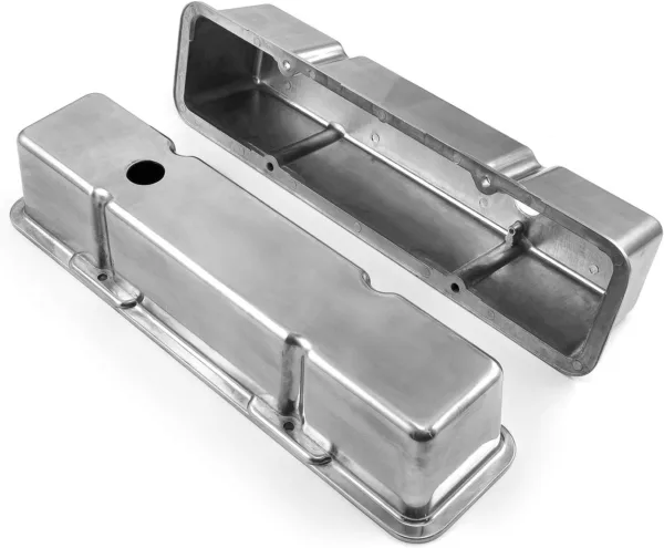 Speedmaster PCE314.1070.01 Fits Chevy SBC 350 Polished Aluminum Plain Valve Covers - Tall w/Hole - Image 2
