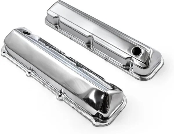 Speedmaster PCE314.1045 Fits Ford 429 460 Chrome Steel Valve Covers - 3 1/2" Tall w/Baffled Hole - Image 2