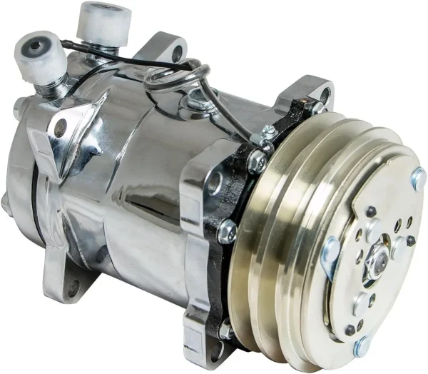 Top Street Performance HC5003C A/C Compressor with Silver Clutch (Chromed V-Belt Sanden 508 R134A Type) - Image 3