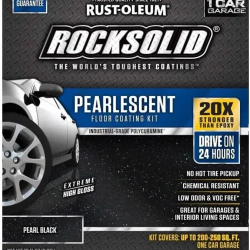 Rust-Oleum 306325 RockSolid Pearlescent 1 Car Garage Floor Coating Kit, Pearl Black