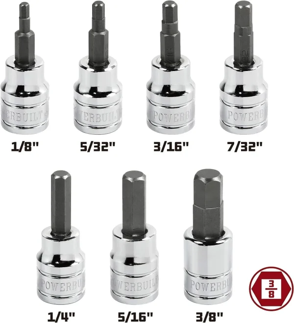 Alltrade 648661 3/8" Dr. SAE Hex Bit Socket Set, 7 Piece - Image 2